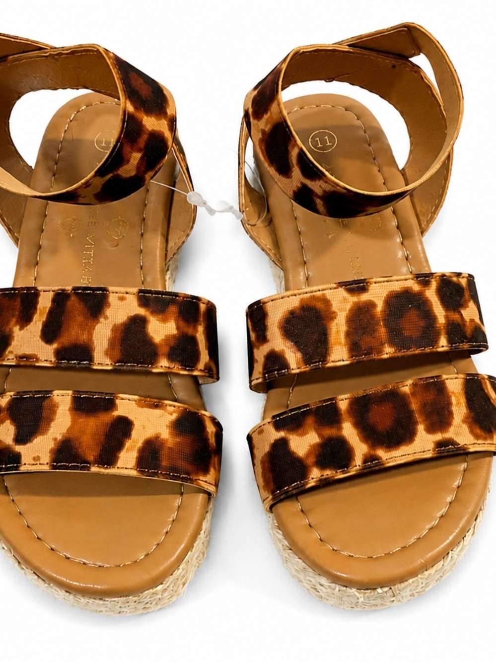 ADRIENNE VITTADINI GIRLS Leopard Print Wedge Platform Sandals SIZE 11 NWT